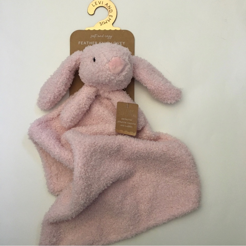 Lovey Soft Baby Toy Bunny Security Blanket Feather Knit NEW | Levi and Emmie